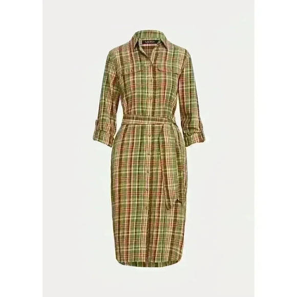 Lauren Ralph Lauren Dresses & Skirts - NEW! Lauren Ralph Lauren Women's 8P Plaid Cotton Belted Shirtdress NWT $145